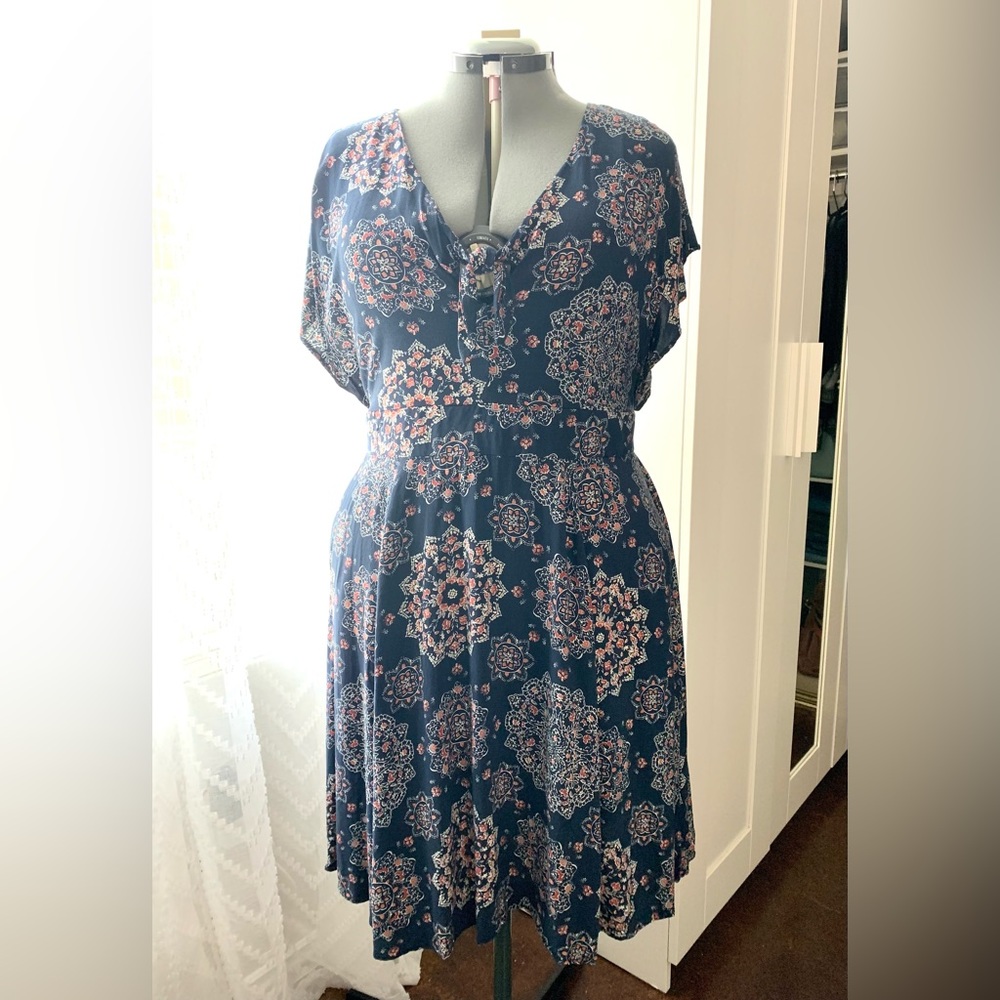 Navy Blue Print Dress